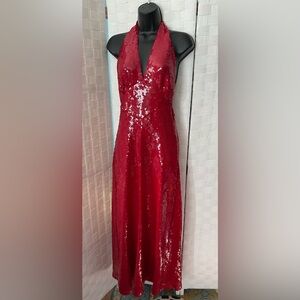 NWT $179 Bardot size S Red Sequin Halter Dress $119